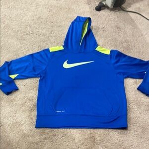 Nike Kids Blue Hoodie with Neon Accents